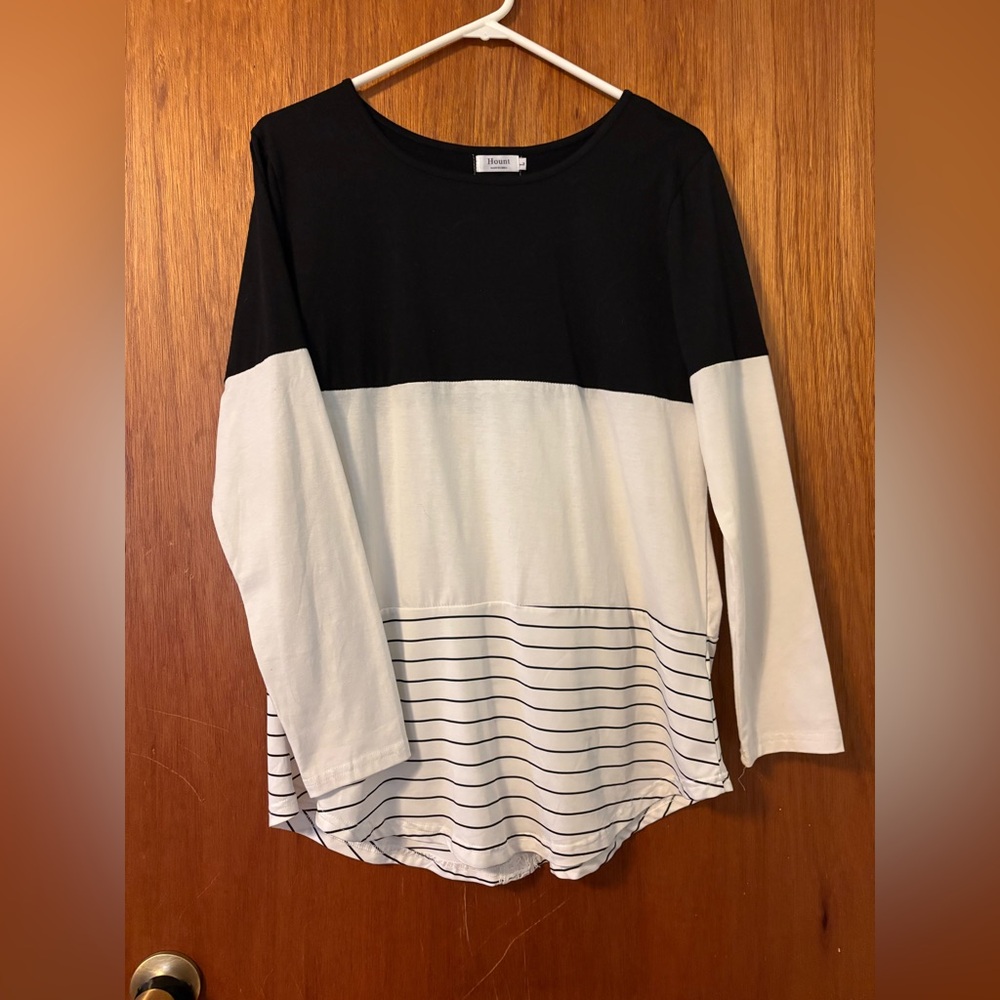 Chic Color Block Long Sleeve Top